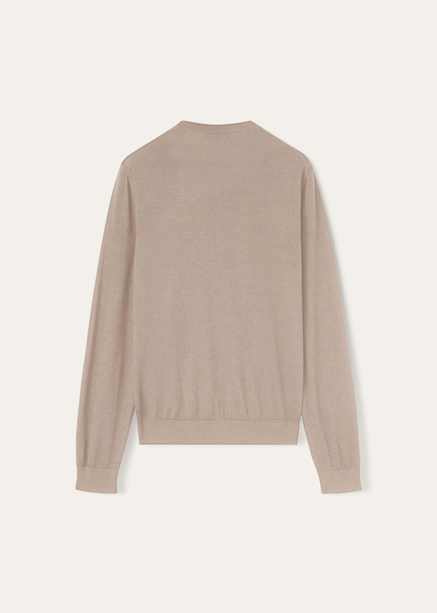 sottile crewneck jedwab kaszmir dziewicza wełna naturalna gładka