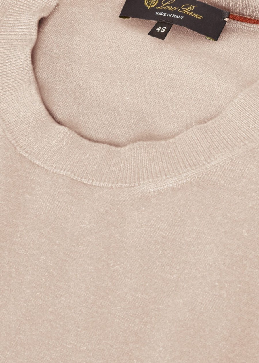 sottile crewneck jedwab kaszmir dziewicza wełna naturalna gładka