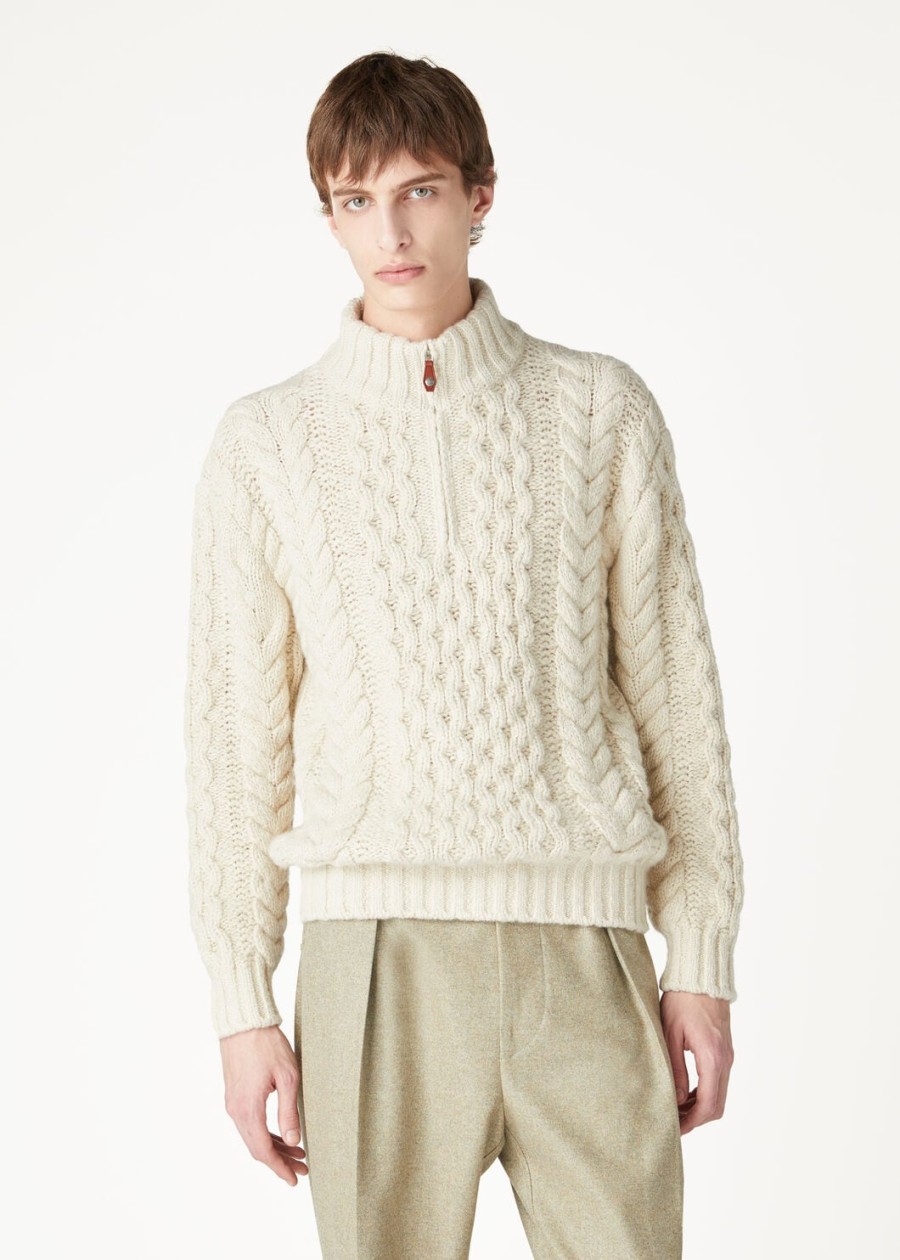sweter valduggia z półgolfem kaszmir w kolorze jasnego latte