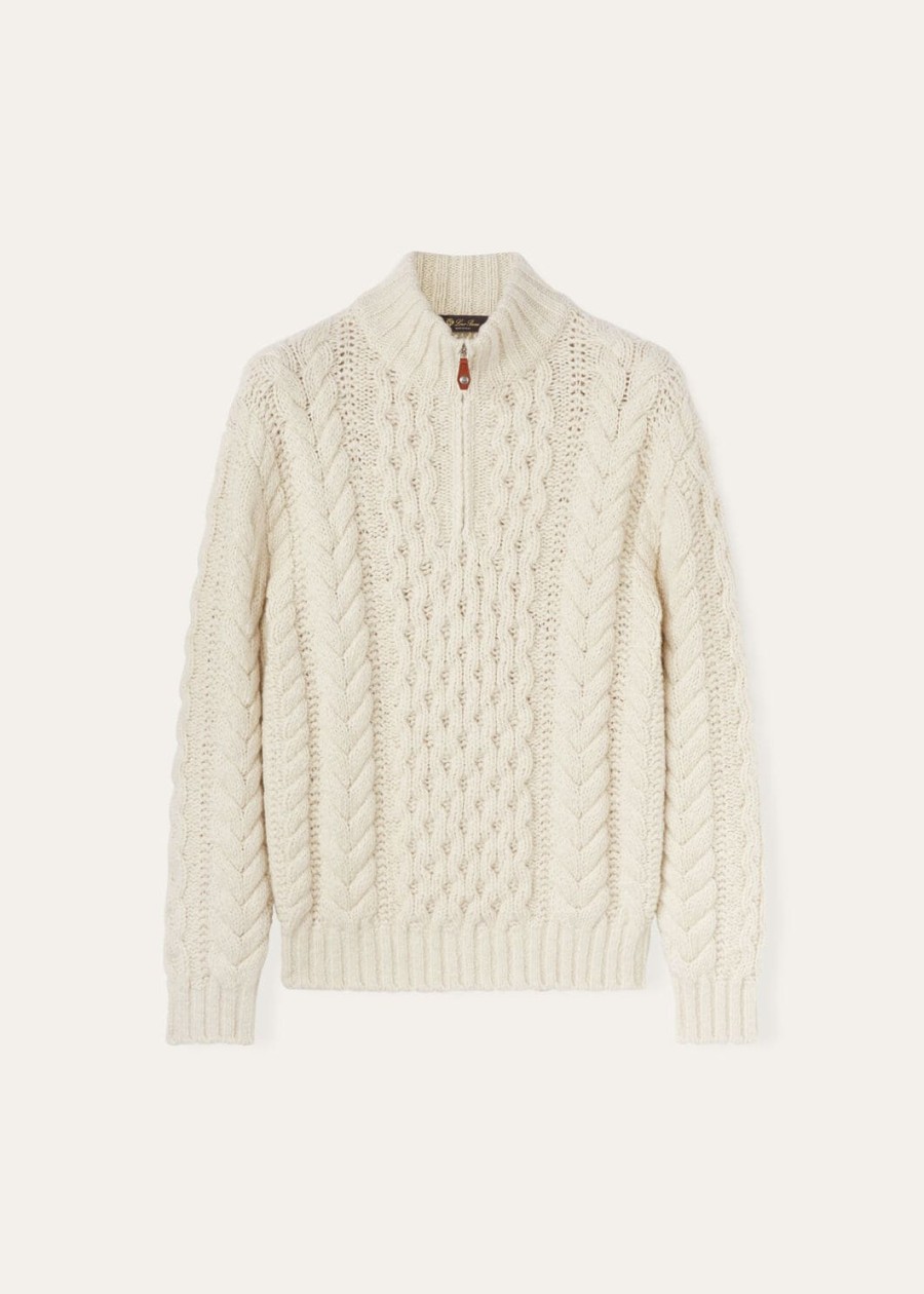 sweter valduggia z półgolfem kaszmir w kolorze jasnego latte