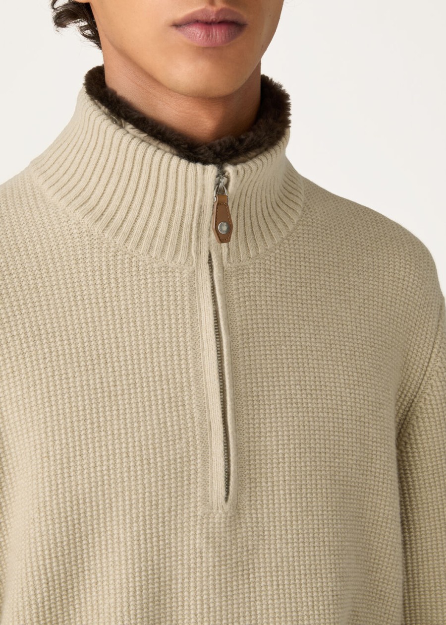 alpe baby cashmere coarsehair sweter z półgolfem w kolorze kremowym z kaszmiru i melanżu