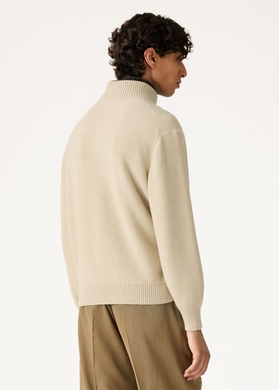 alpe baby cashmere coarsehair sweter z półgolfem w kolorze kremowym z kaszmiru i melanżu