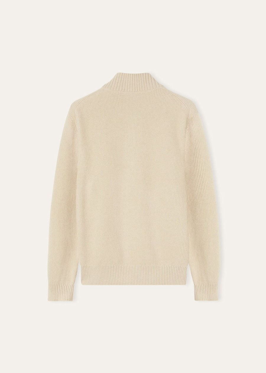 alpe baby cashmere coarsehair sweter z półgolfem w kolorze kremowym z kaszmiru i melanżu