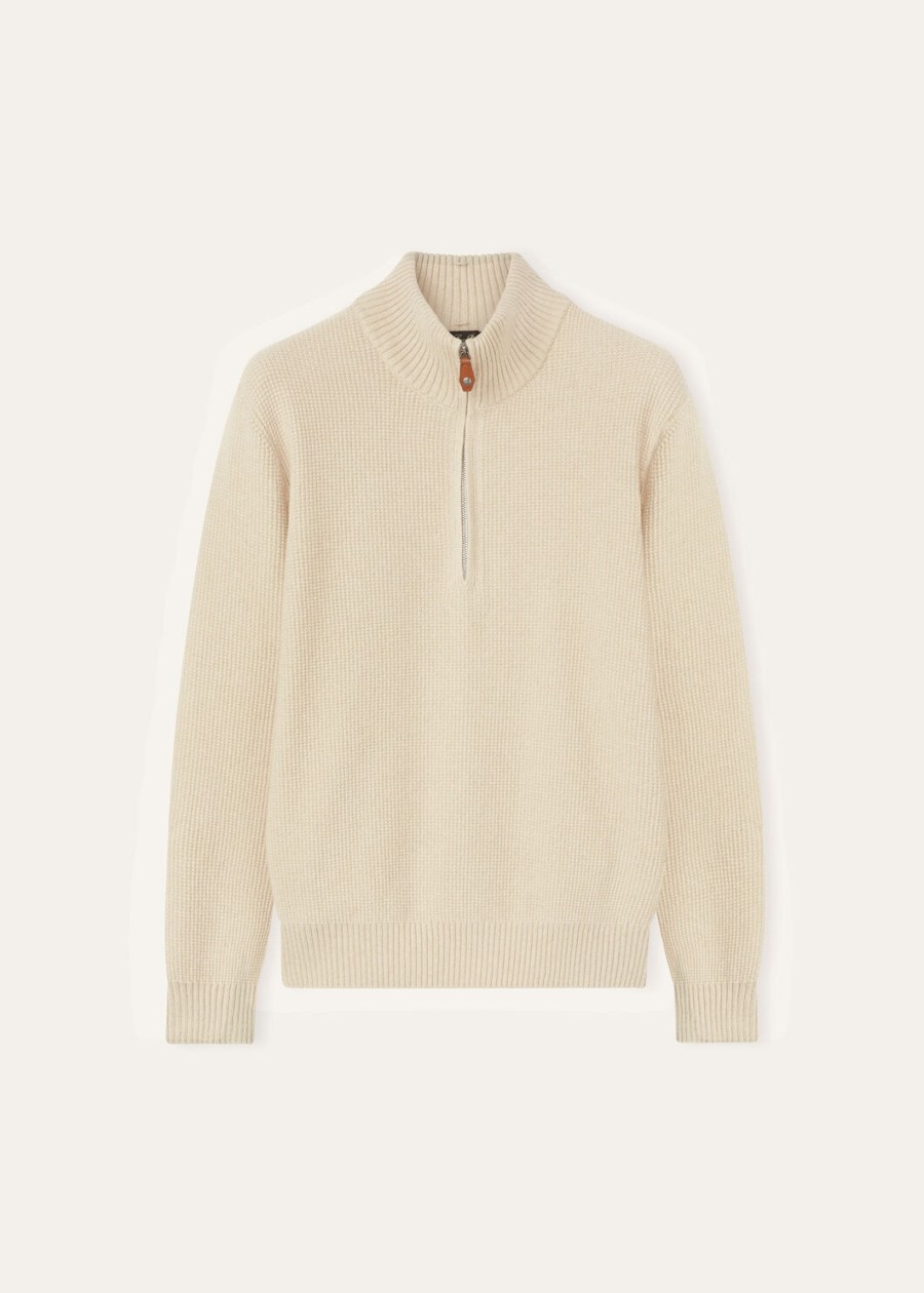 alpe baby cashmere coarsehair sweter z półgolfem w kolorze kremowym z kaszmiru i melanżu
