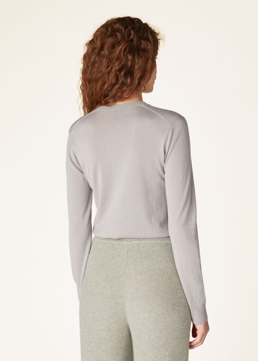 nowa piuma v-neck cashmere w kolorze szaro-niebieskim z dżinsem