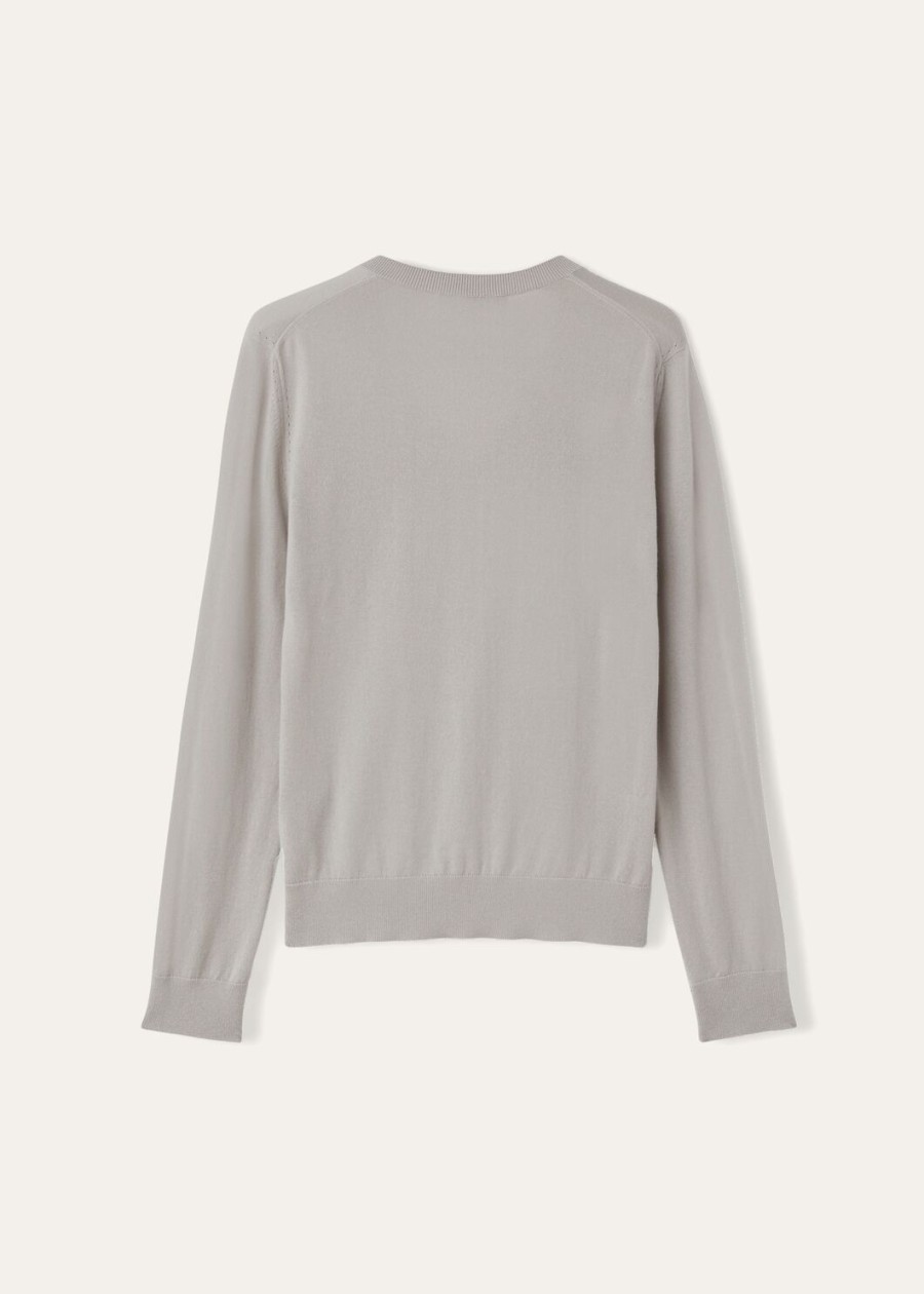 nowa piuma v-neck cashmere w kolorze szaro-niebieskim z dżinsem