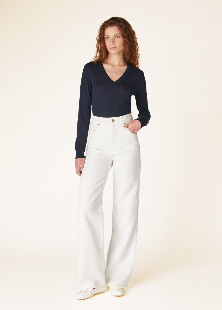 nowy piuma v-deck cashmere navy blue