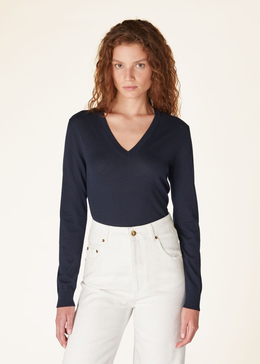 nowy piuma v-deck cashmere navy blue