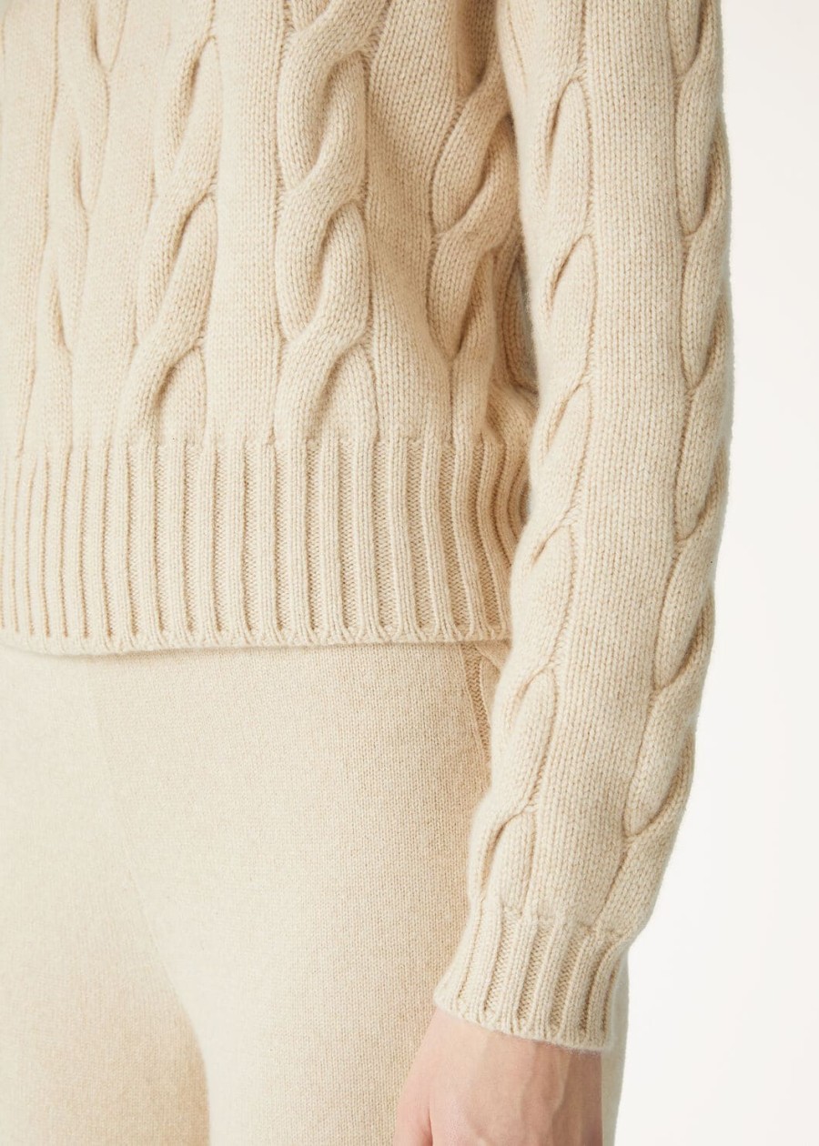 napier crewneck baby cashmere coarsehair cream cashmere melange