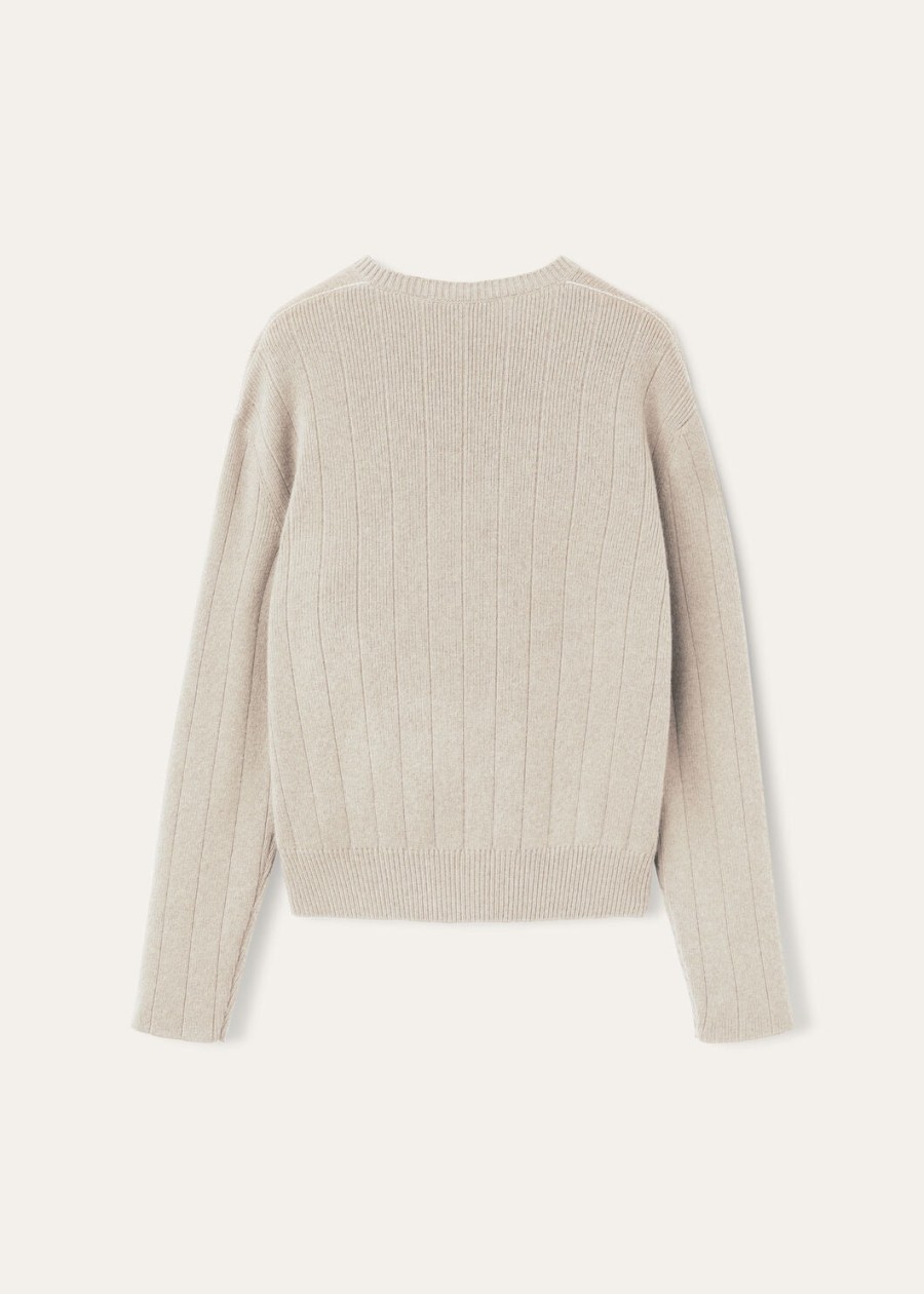cervatto v-neck baby cashmere ivory lace melangenutmeg see melange