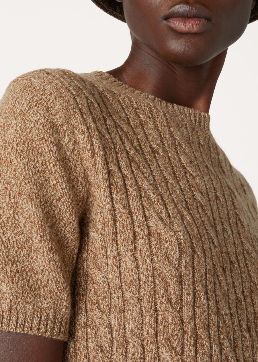 treccia crewneck baby cashmere golden wheatgingerbread gold