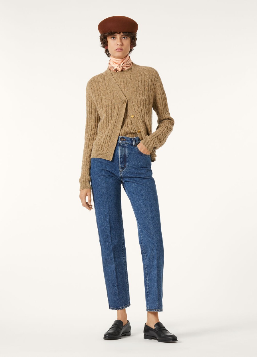bluzka treccia crewneck baby cashmere raw honey melangerosemary infused