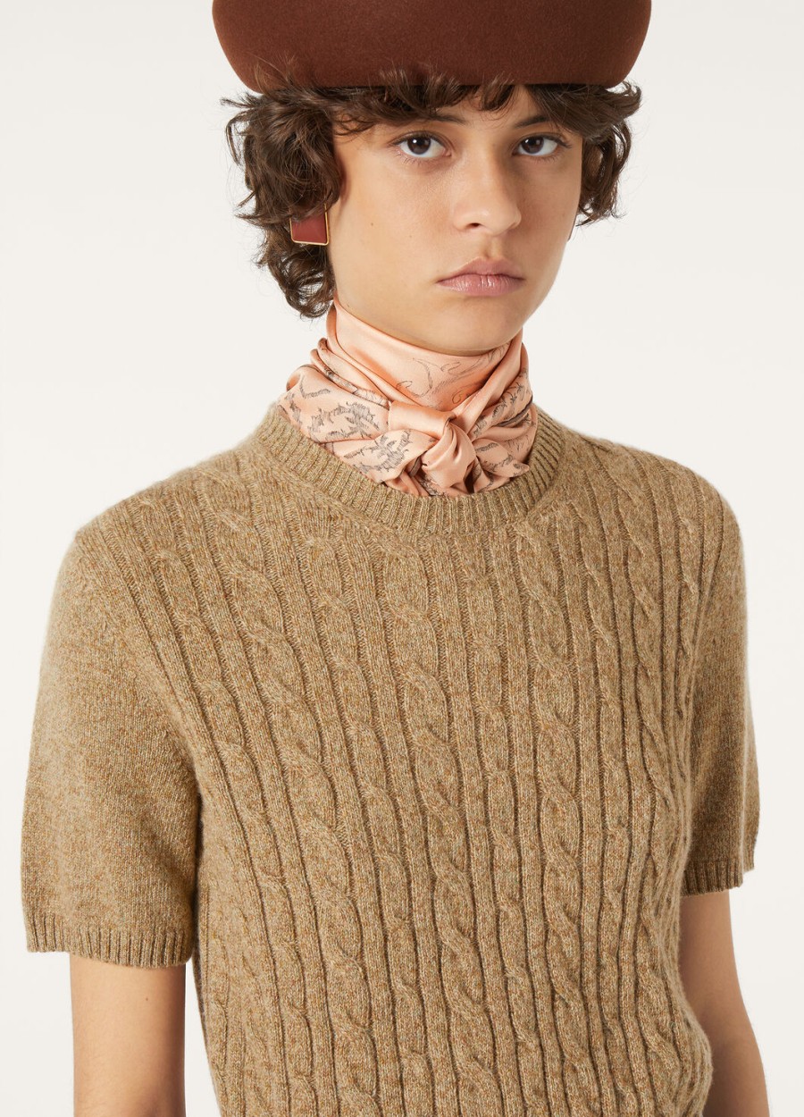 bluzka treccia crewneck baby cashmere raw honey melangerosemary infused