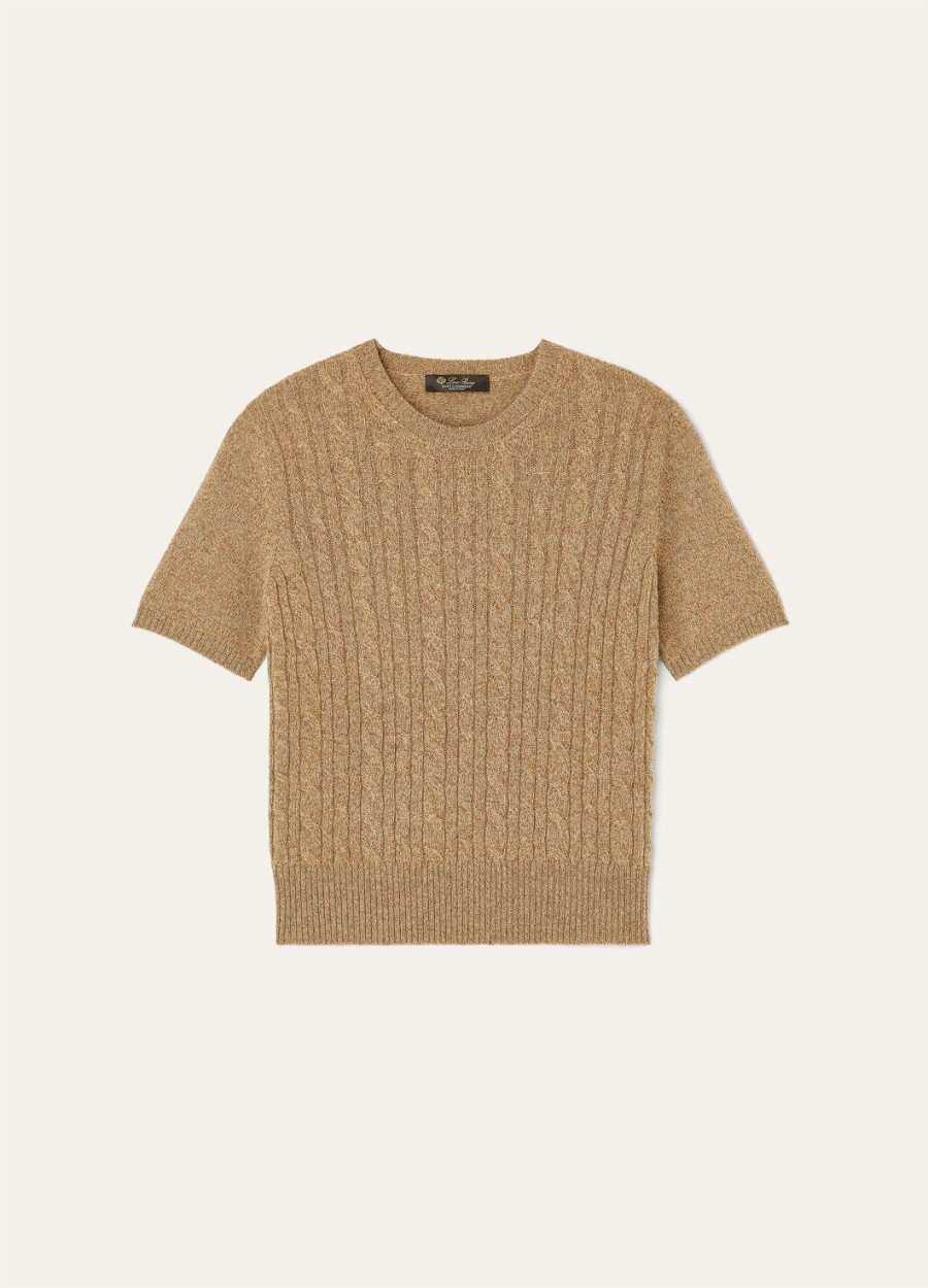 bluzka treccia crewneck baby cashmere raw honey melangerosemary infused
