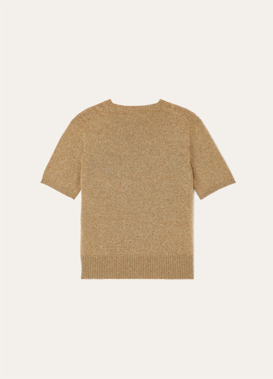 bluzka treccia crewneck baby cashmere raw honey melangerosemary infused