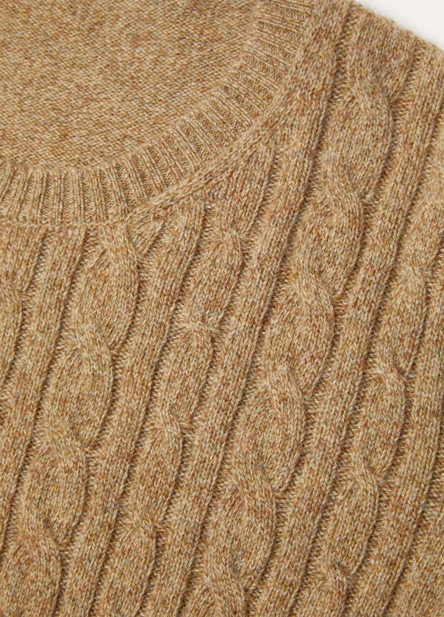 bluzka treccia crewneck baby cashmere raw honey melangerosemary infused