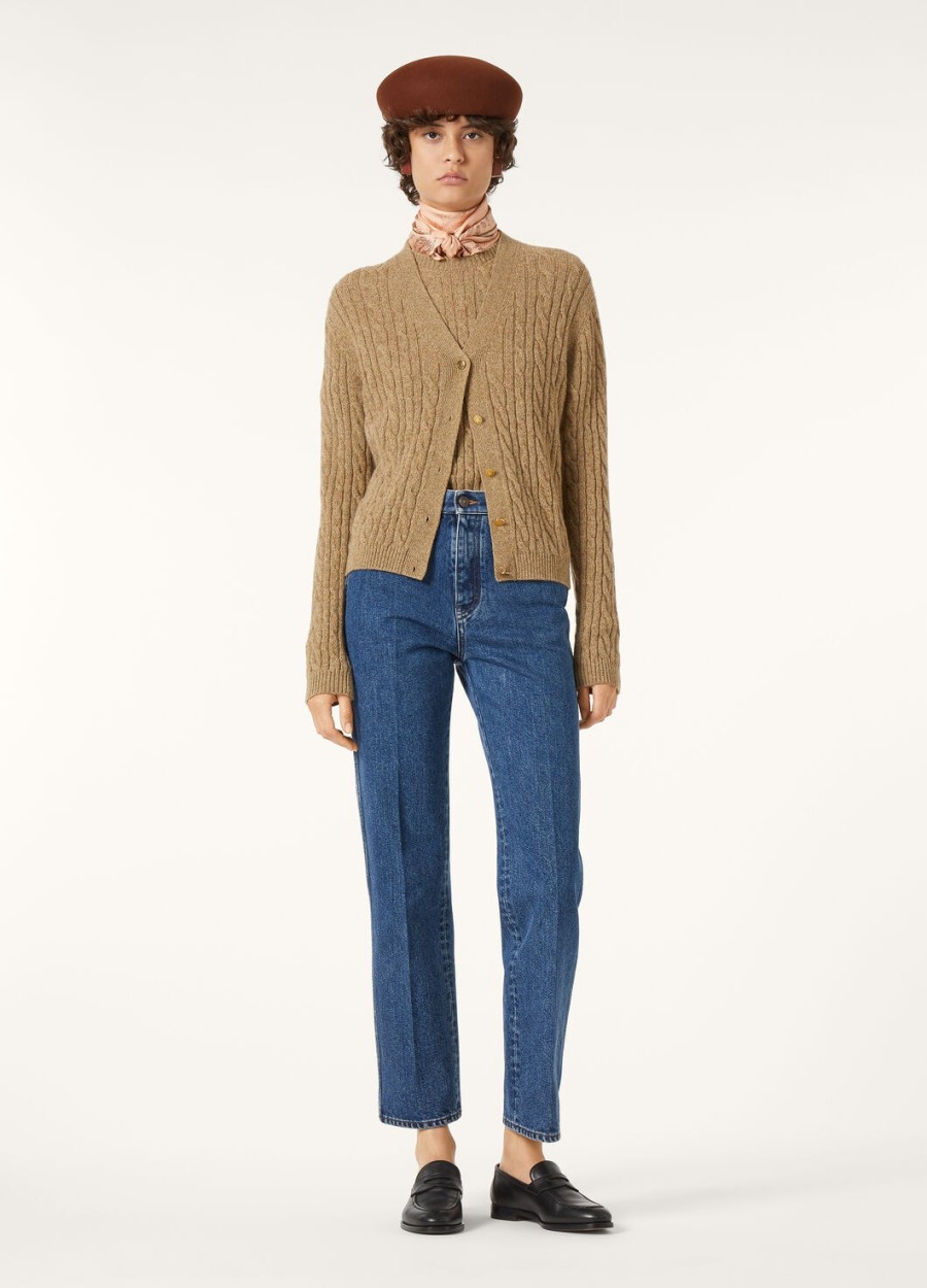 treccia cardigan baby cashmere raw honey melangerosemary infusion