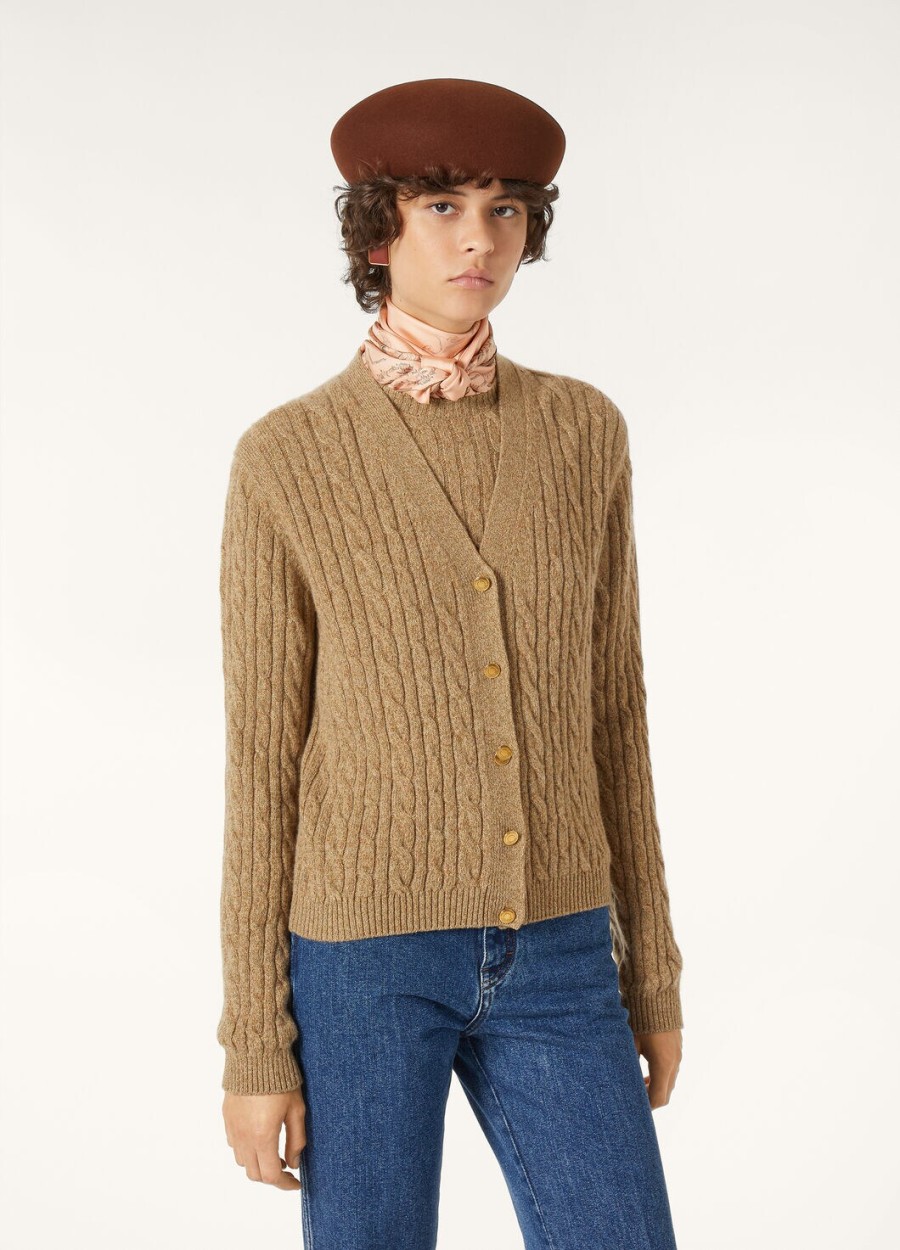 treccia cardigan baby cashmere raw honey melangerosemary infusion
