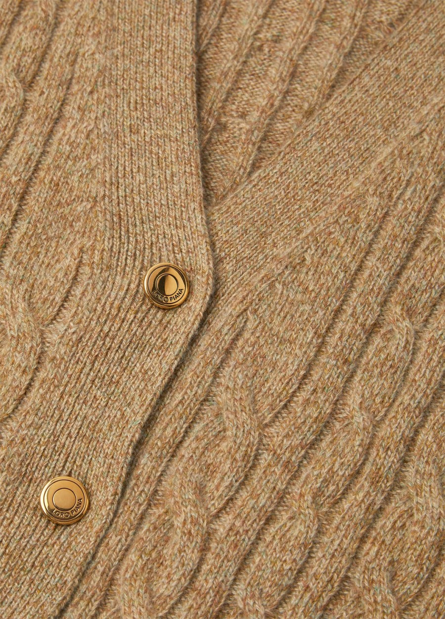 treccia cardigan baby cashmere raw honey melangerosemary infusion