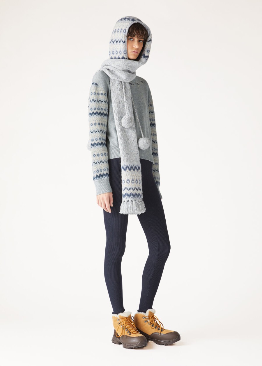 alpe pile crewneck cashmere pearl stone melangeseafoam serenity