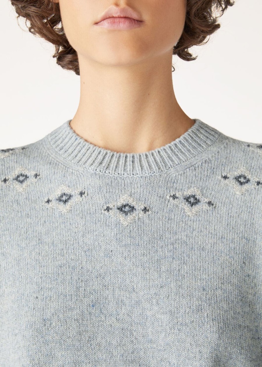 alpe pile crewneck cashmere pearl stone melangeseafoam serenity