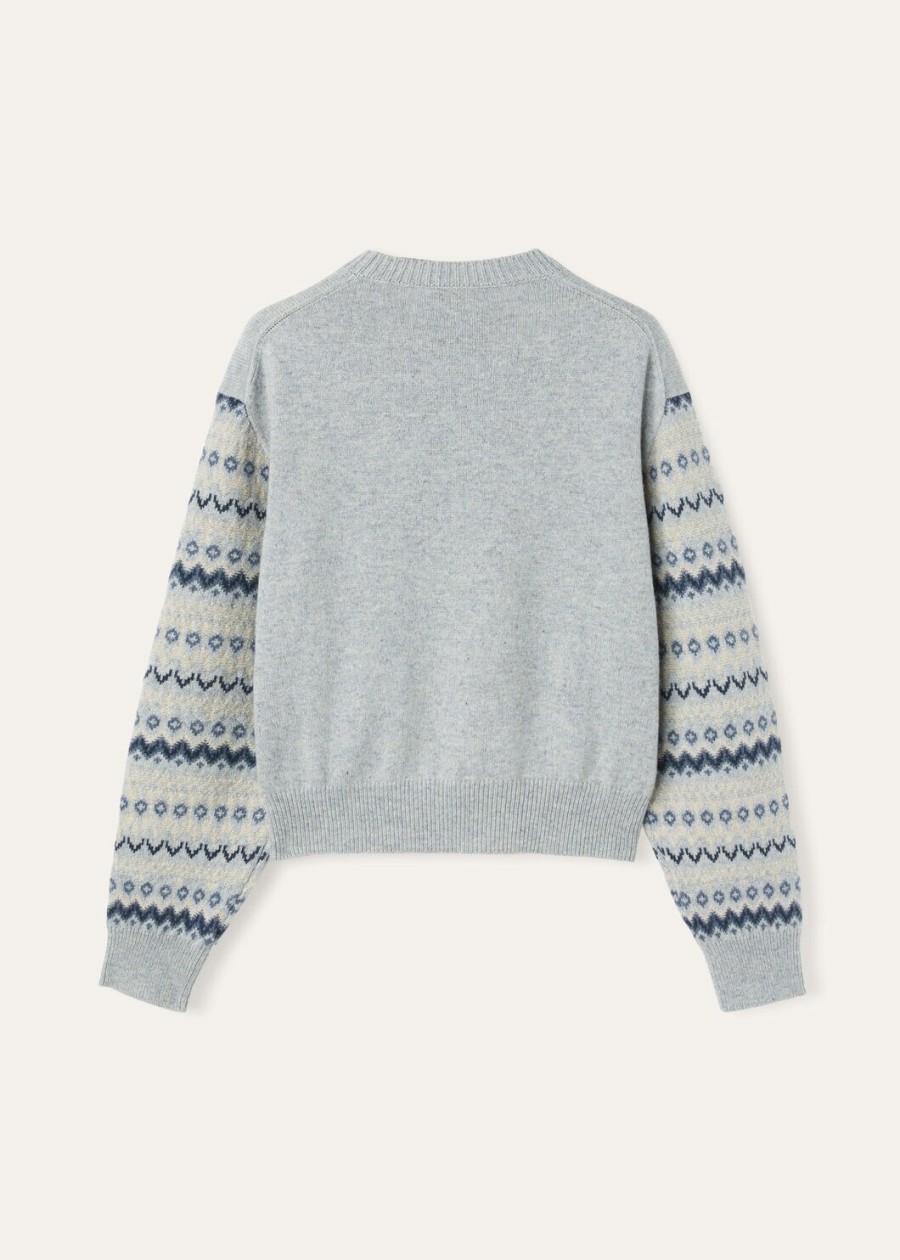 alpe pile crewneck cashmere pearl stone melangeseafoam serenity