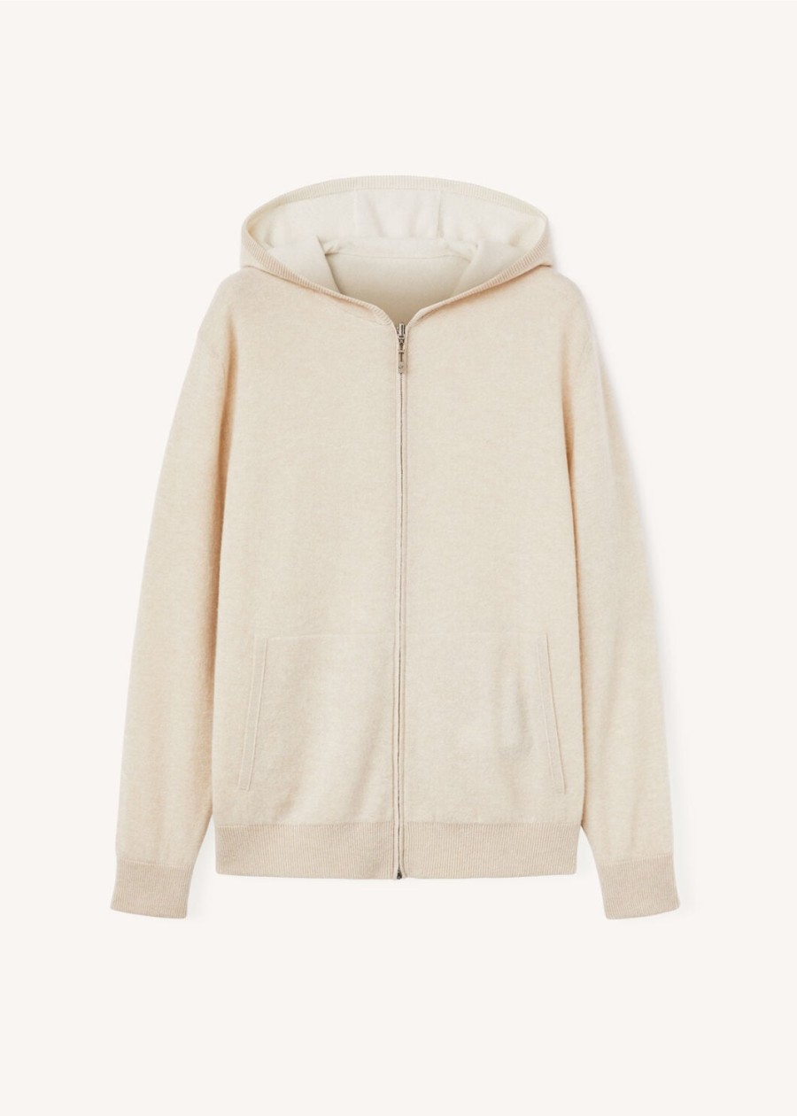 dwukolorowy sweter typu bomber z kapturem kaszmir naturalny walizkanugat