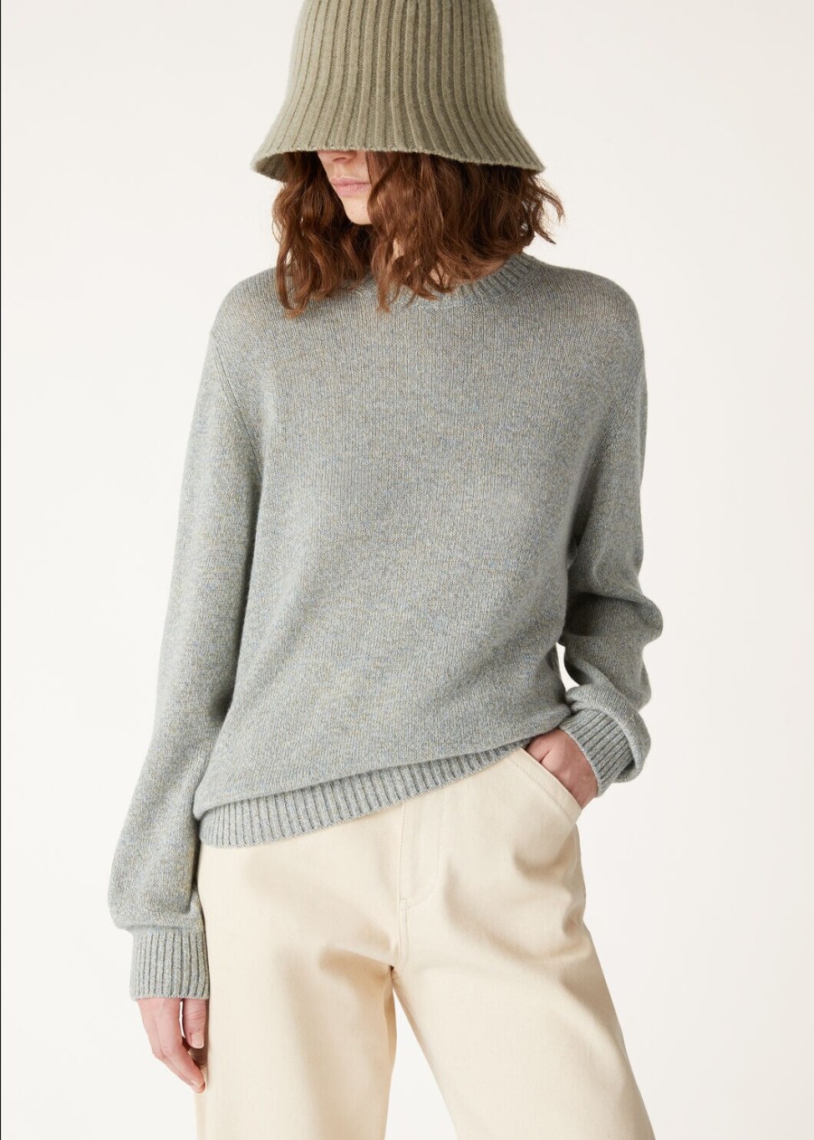 cellio crewneck baby cashmere white snowstardust blue melange