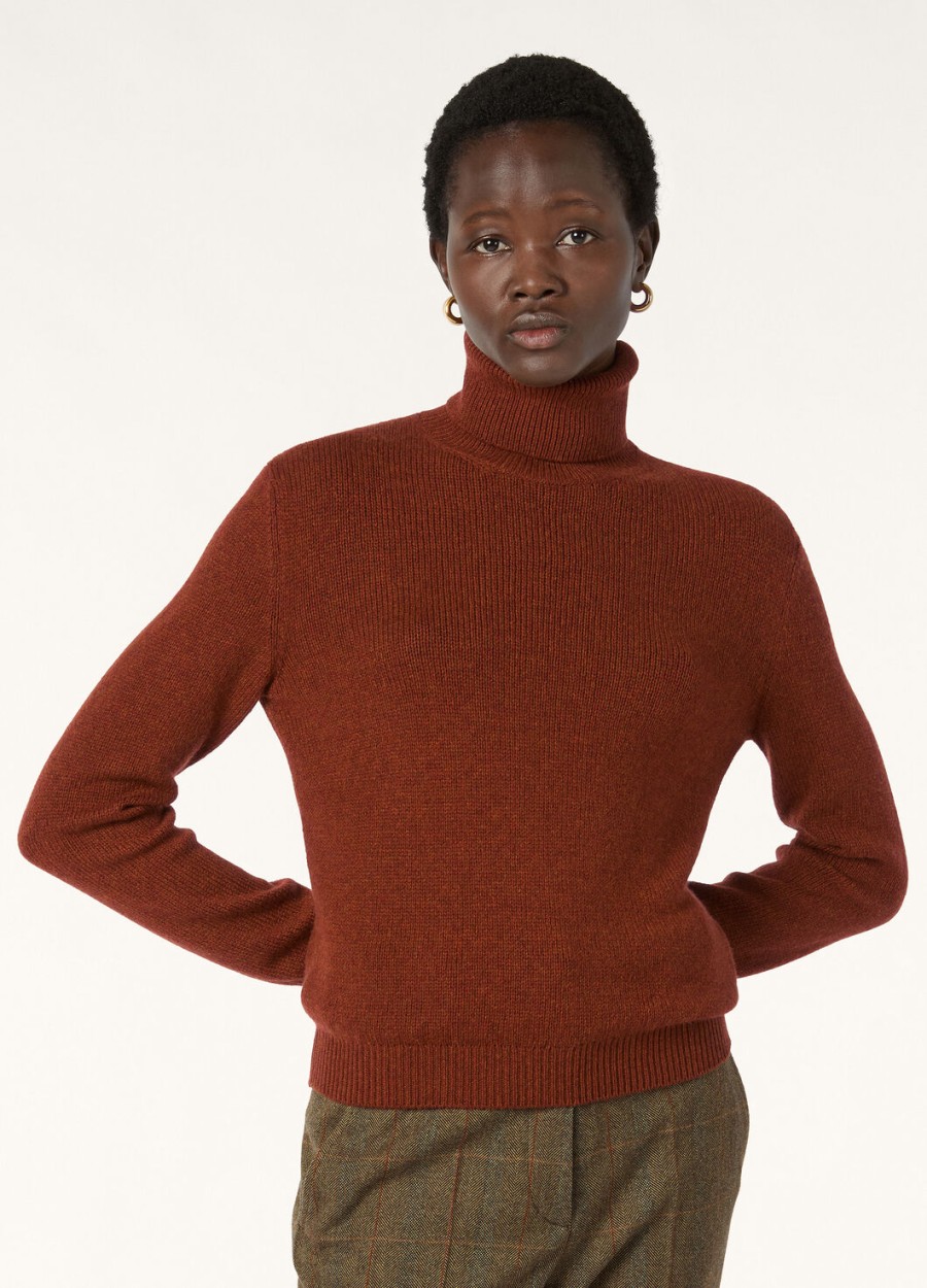 fobello turtleneck baby cashmere dark maple leaf melange
