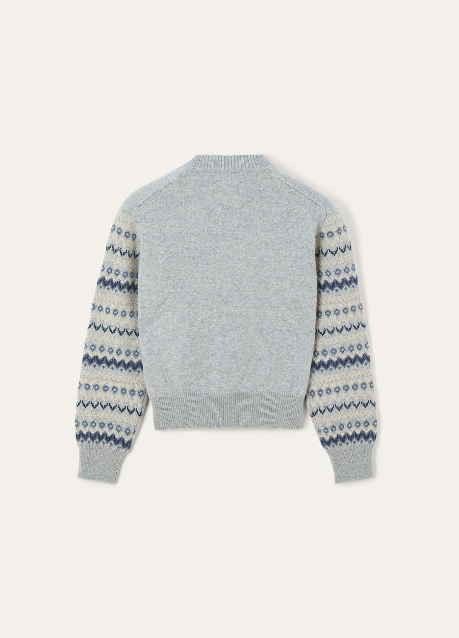 alpe pile crewneck cashmere pearl stone melangeseafoam serenity