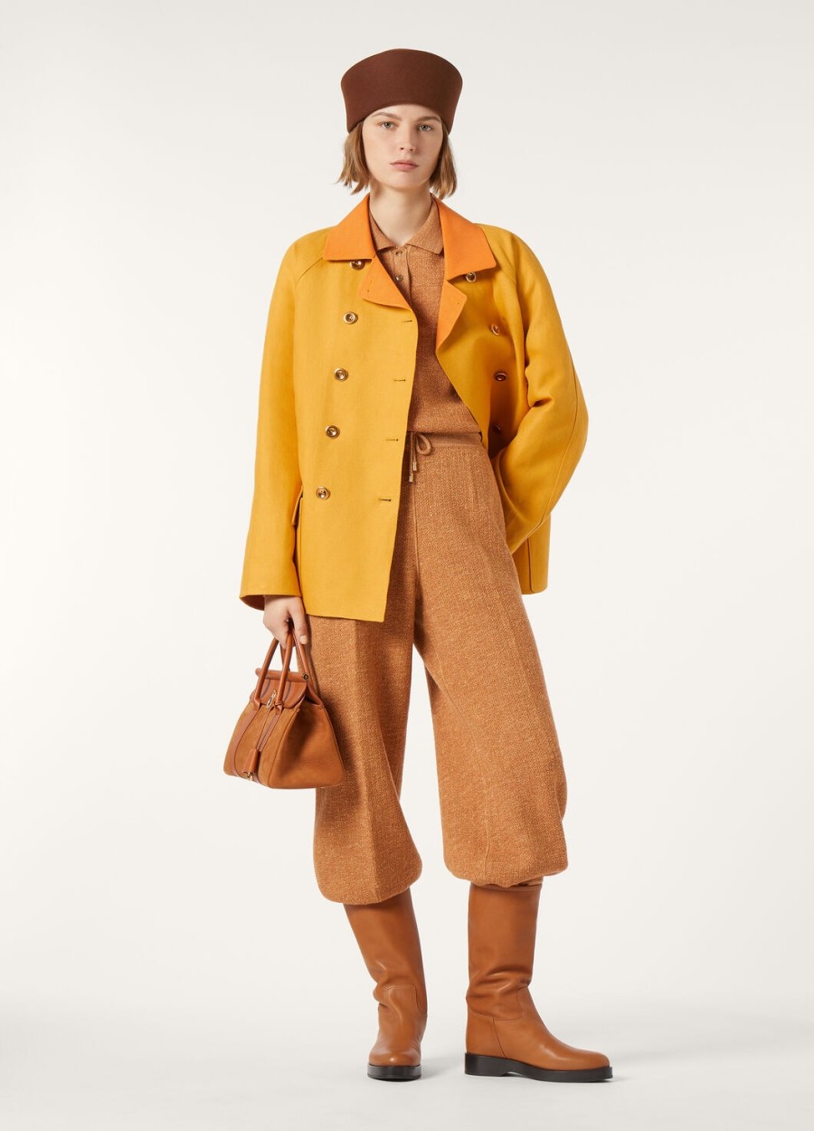 jedwabna koszulka polo cellina virgin wool persimmon cake