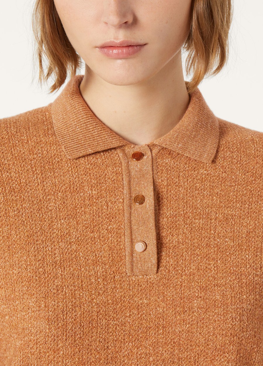 jedwabna koszulka polo cellina virgin wool persimmon cake