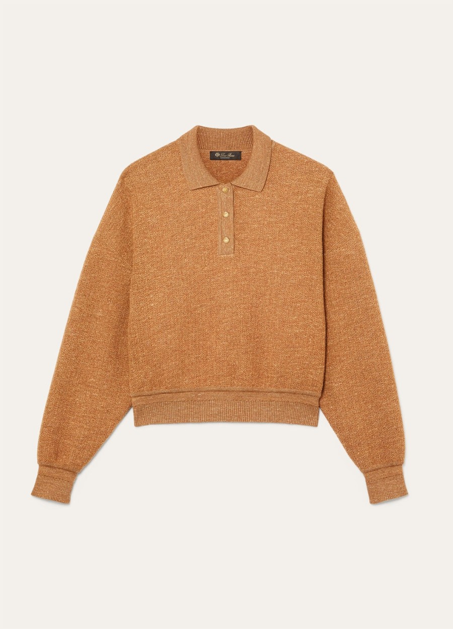 jedwabna koszulka polo cellina virgin wool persimmon cake