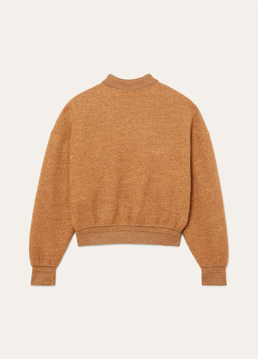 jedwabna koszulka polo cellina virgin wool persimmon cake