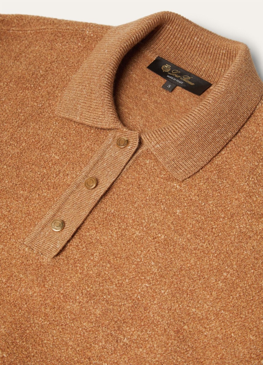 jedwabna koszulka polo cellina virgin wool persimmon cake