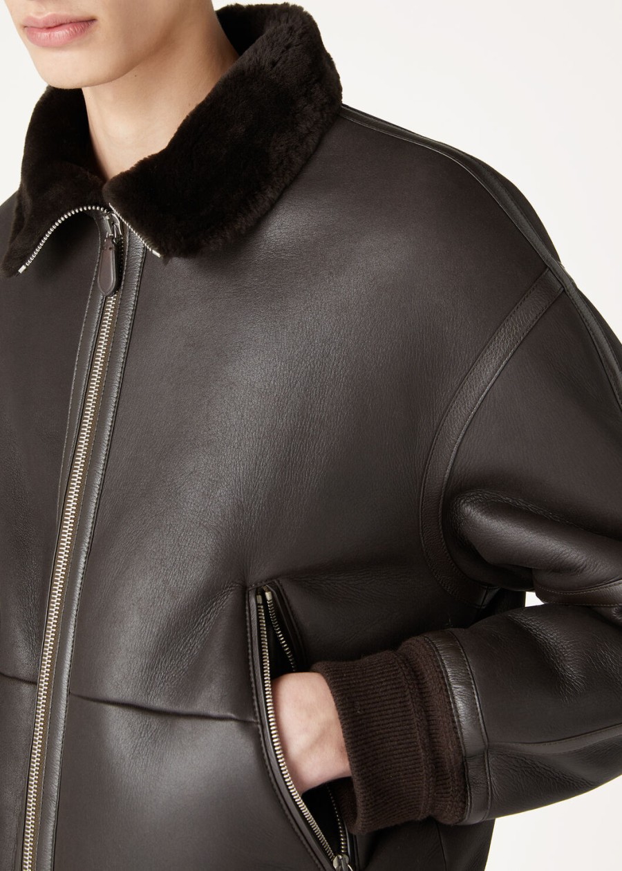kurtka peter bomber shearling coffee