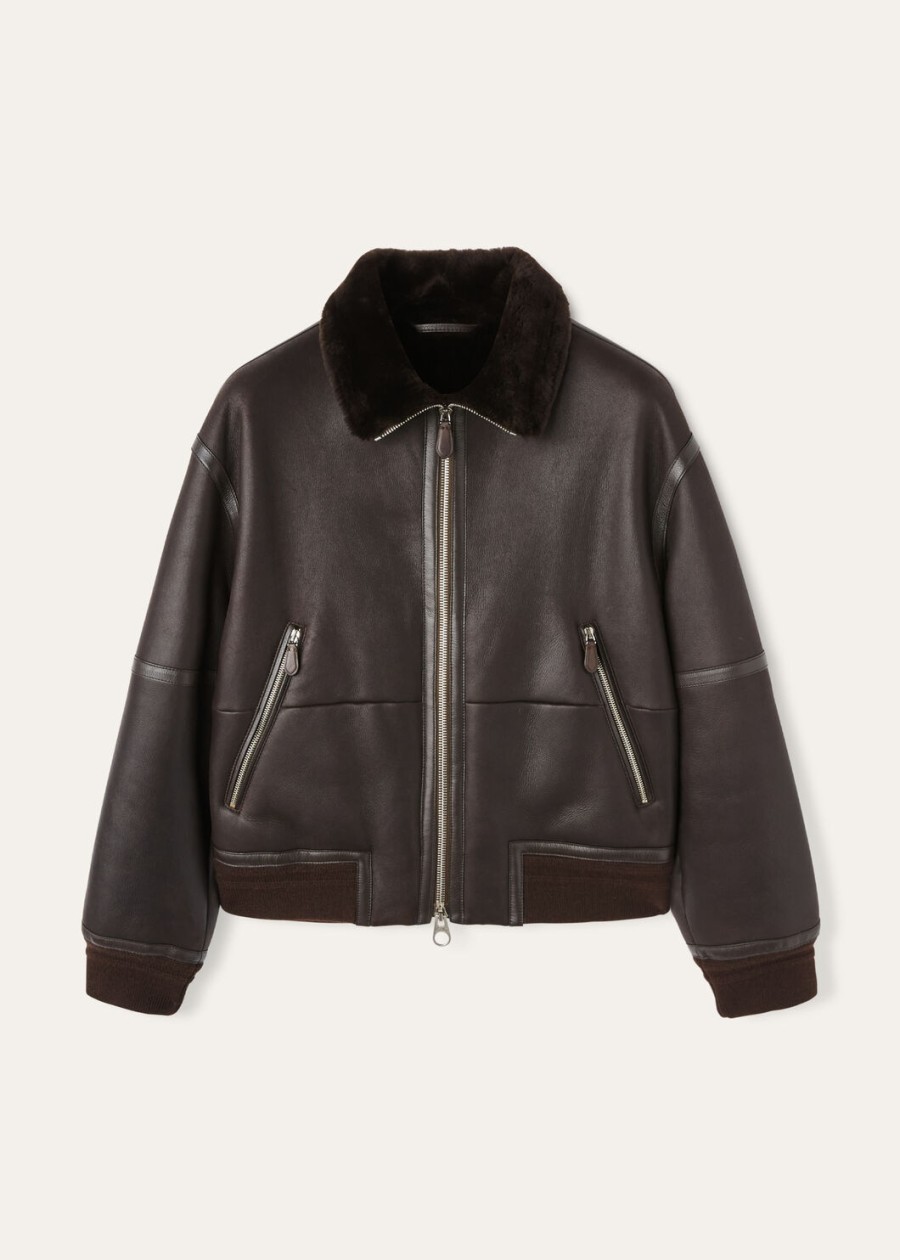 kurtka peter bomber shearling coffee