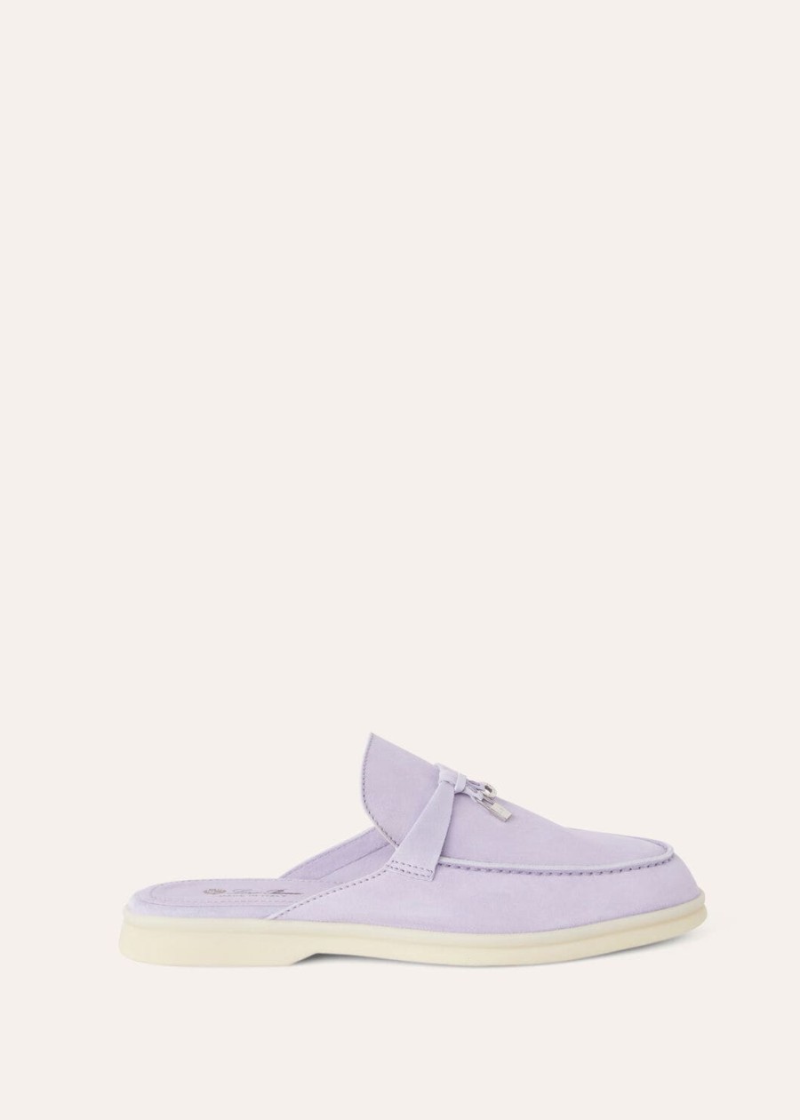 babouche charms walk loafer zamszowe buty z koziej skóry w kolorze liliowym wagasa