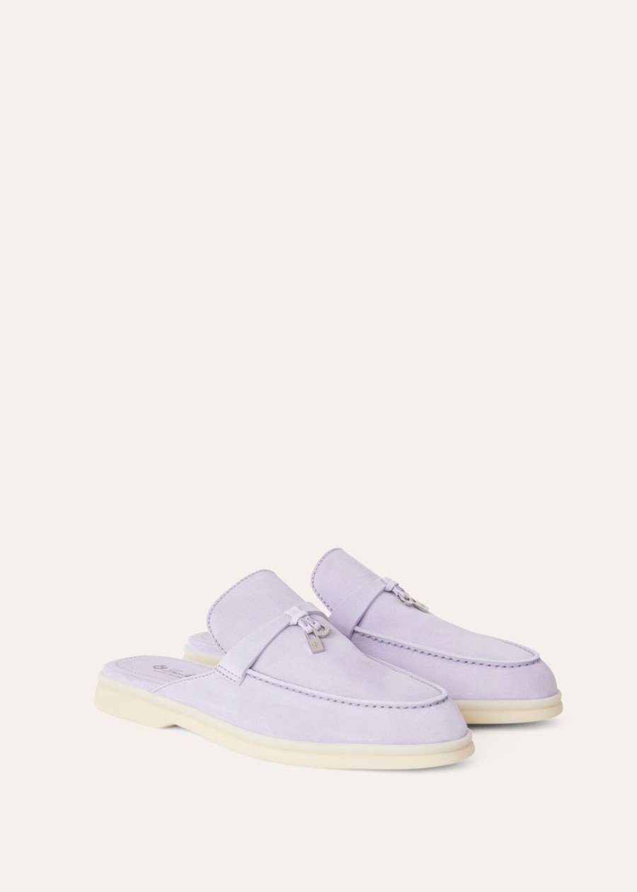 babouche charms walk loafer zamszowe buty z koziej skóry w kolorze liliowym wagasa
