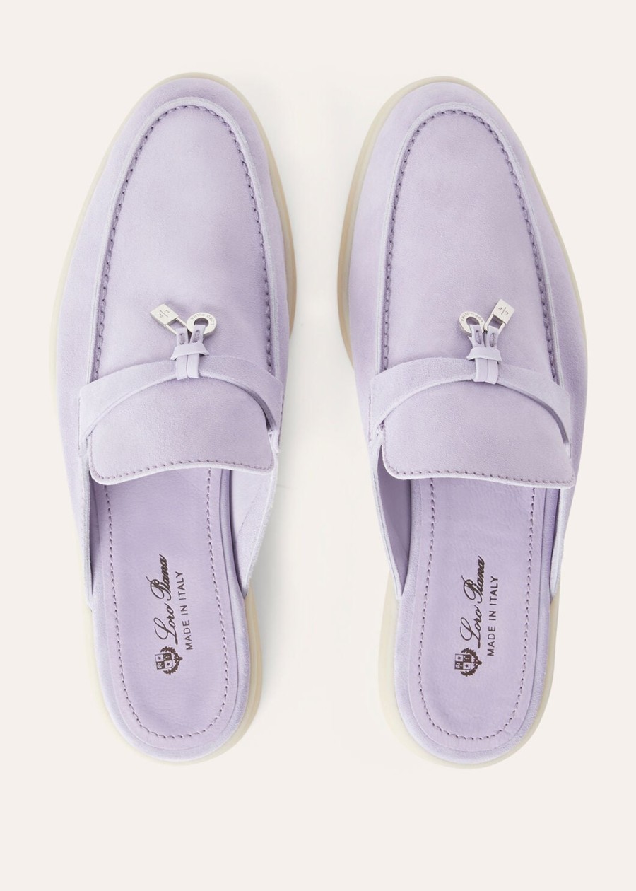 babouche charms walk loafer zamszowe buty z koziej skóry w kolorze liliowym wagasa