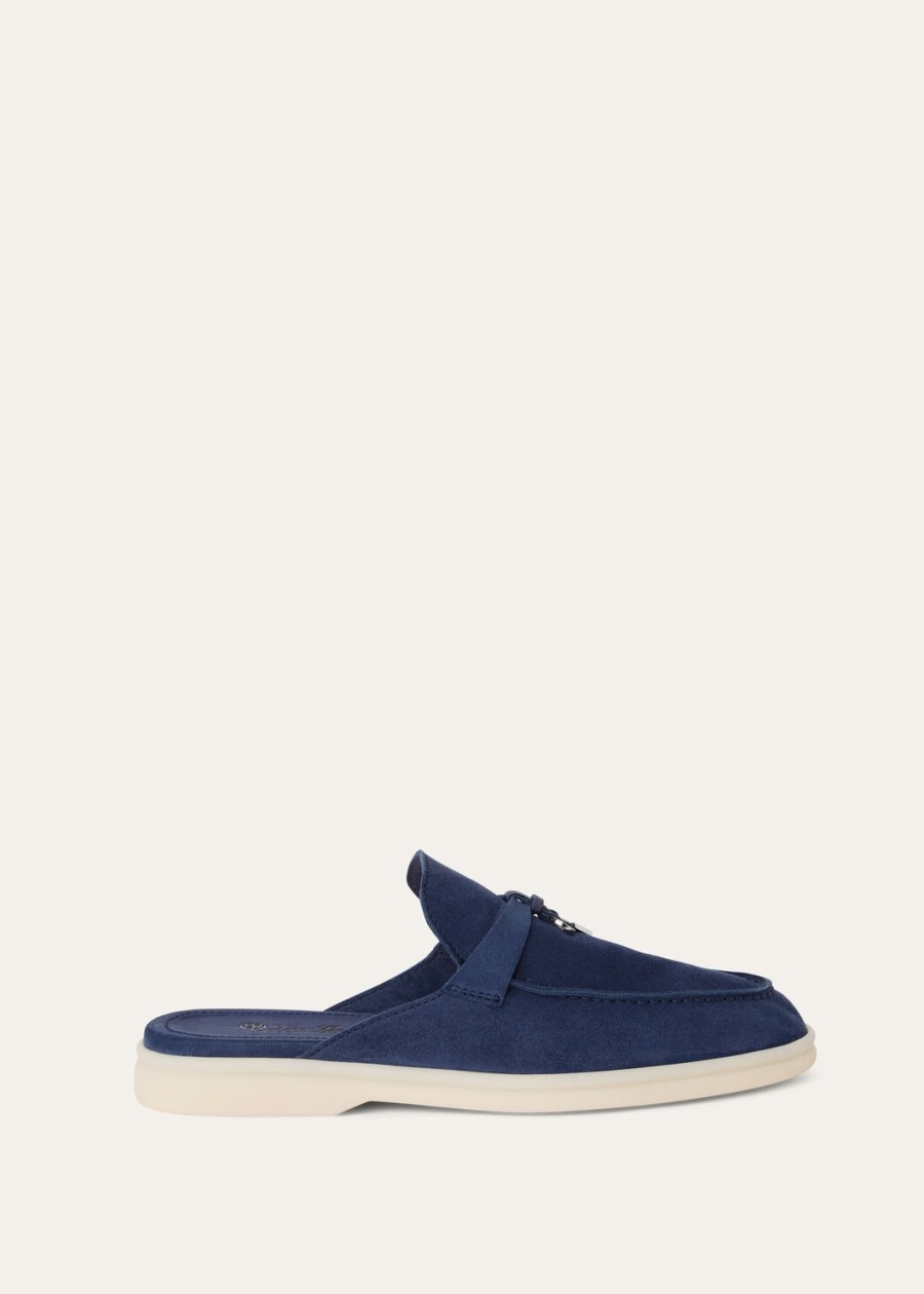 babouche charms walk loafer ze skóry zamszowej koziej w kolorze fluorytu niebieskiego