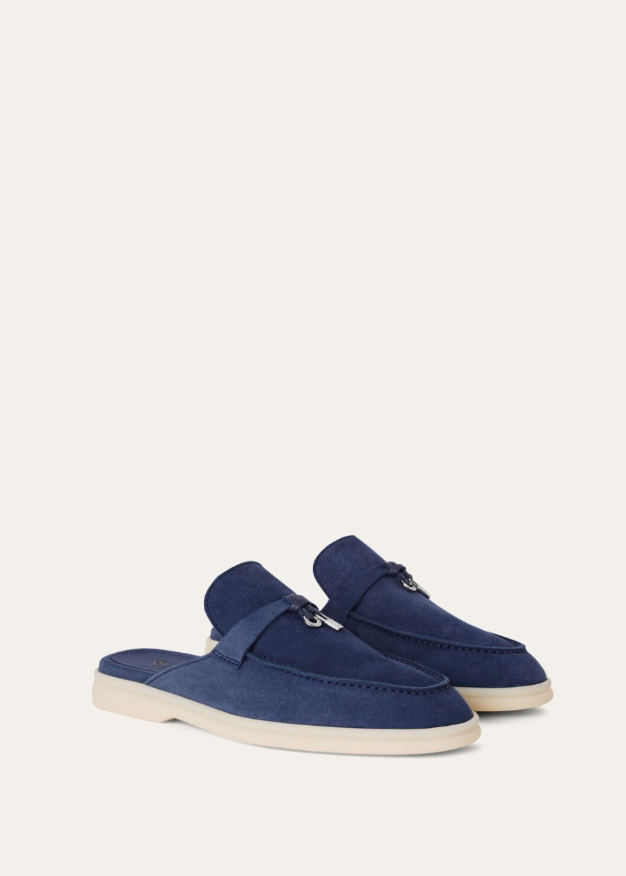 babouche charms walk loafer ze skóry zamszowej koziej w kolorze fluorytu niebieskiego