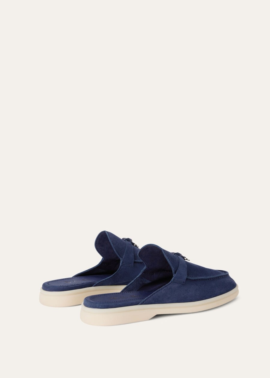 babouche charms walk loafer ze skóry zamszowej koziej w kolorze fluorytu niebieskiego