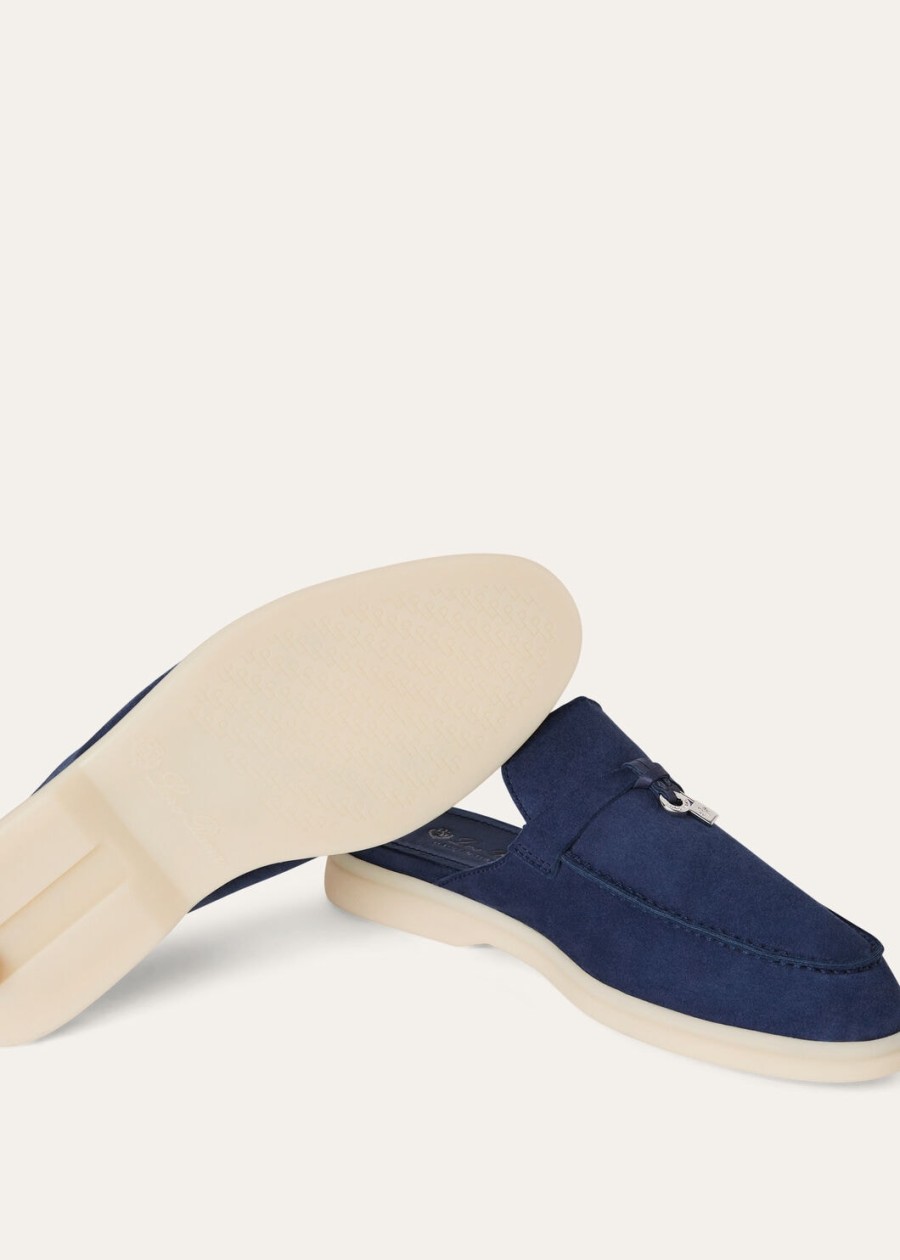 babouche charms walk loafer ze skóry zamszowej koziej w kolorze fluorytu niebieskiego
