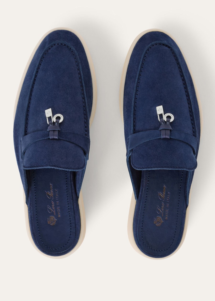 babouche charms walk loafer ze skóry zamszowej koziej w kolorze fluorytu niebieskiego