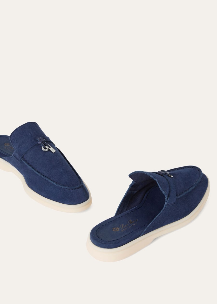 babouche charms walk loafer ze skóry zamszowej koziej w kolorze fluorytu niebieskiego