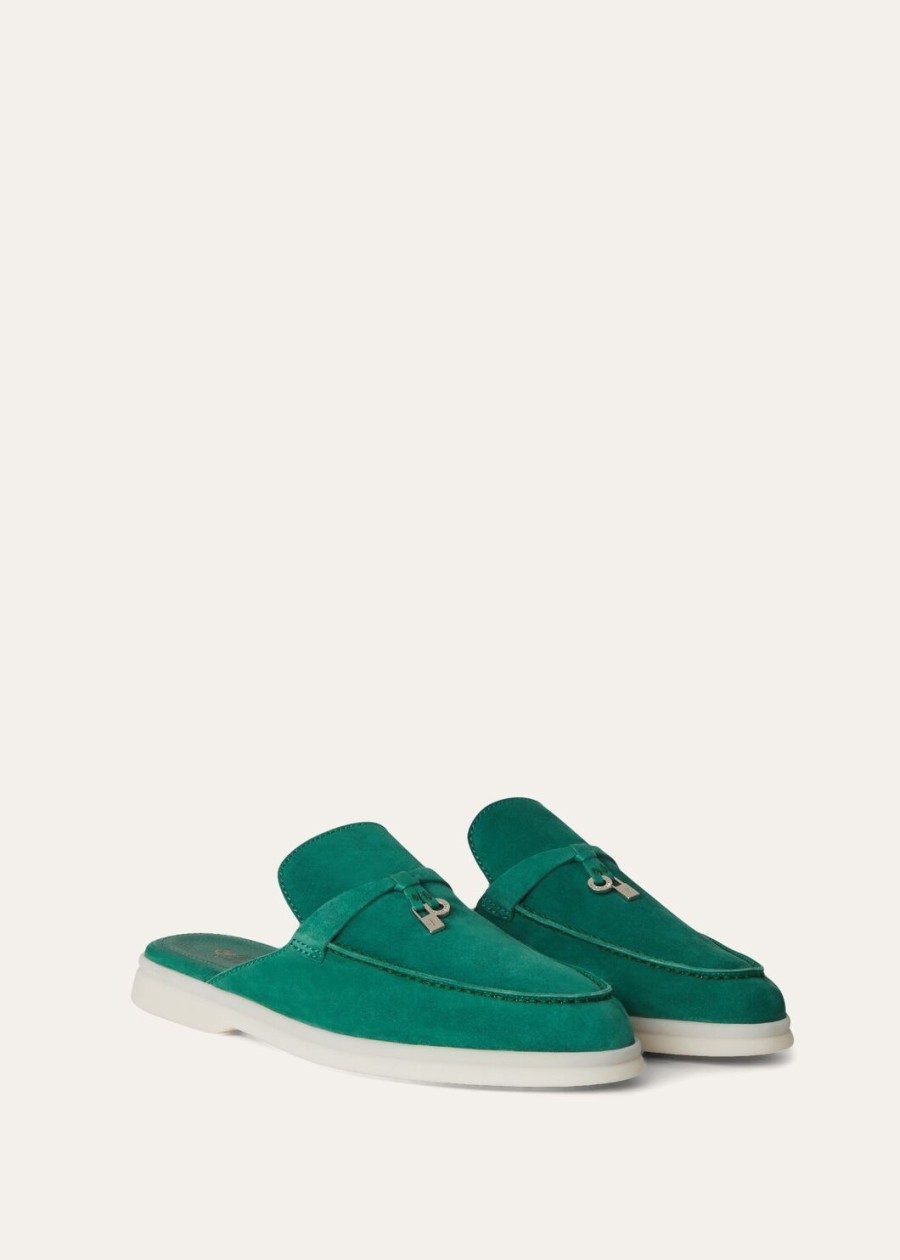 babouche charms walk loafer ze skóry zamszowej koziej w leśne liście