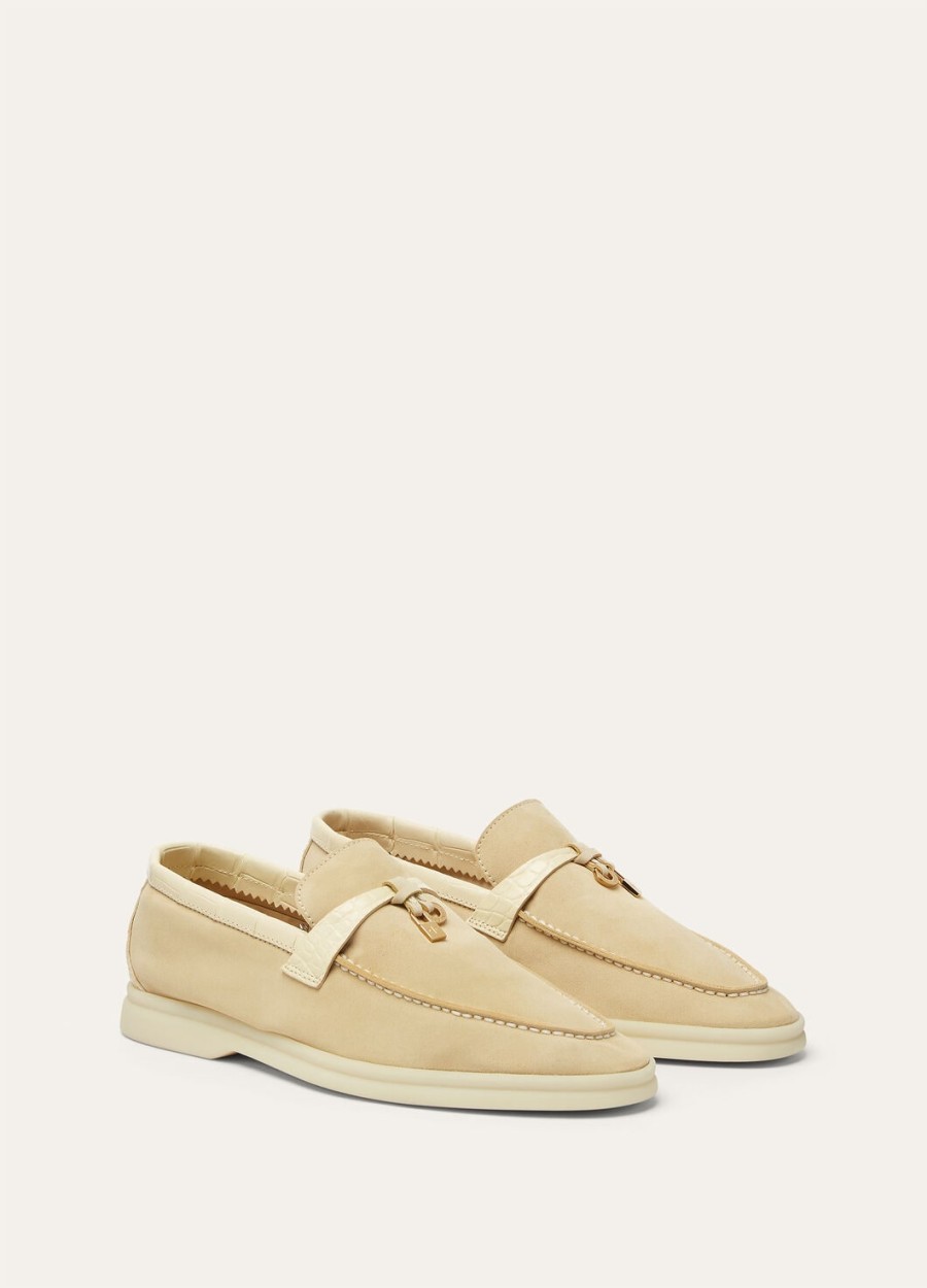 letnie mokasyny typu walk charms z zamszu w kolorze masła