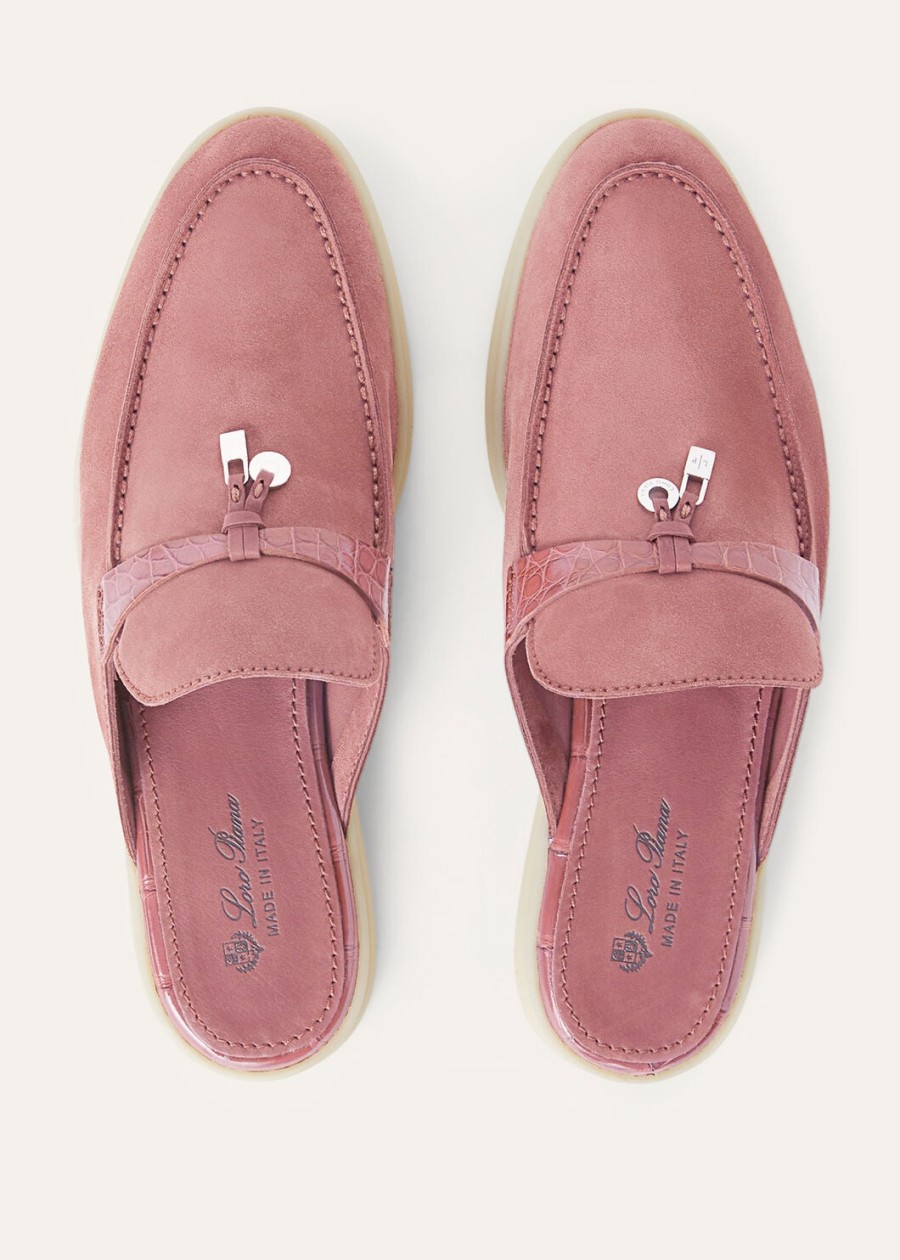 zamszowe mokasyny charms walk babouche noisette rose