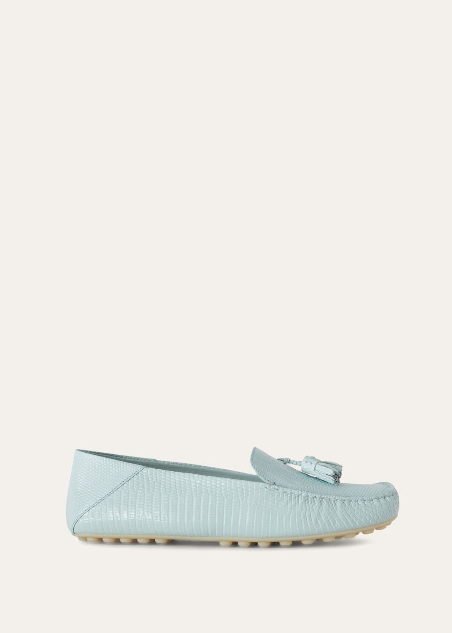 mokasyny dot sole walk lizard leather azure sapphire